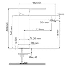 MONOMANDO LAVABO BAJO LEXUS BLACK 75.1229N