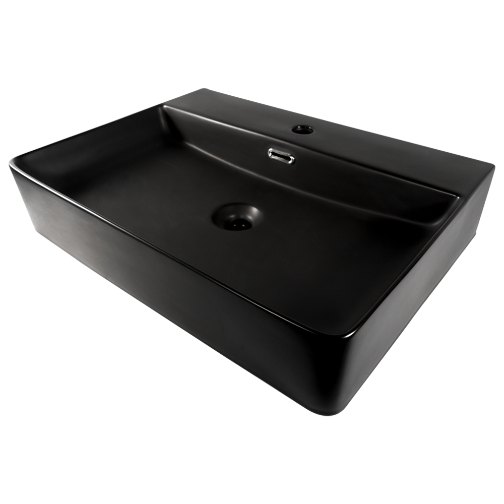 Lavabo Negro Cerámica Redondo Moderno Fregadero De Sobremesa | Maisons Du Monde