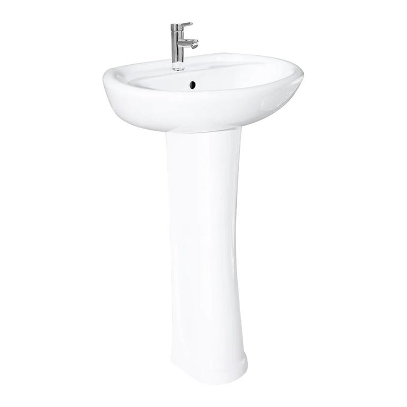 KIT LAVABO LUANDA CON PEDESTAL & MONOMANDO DAMASCO