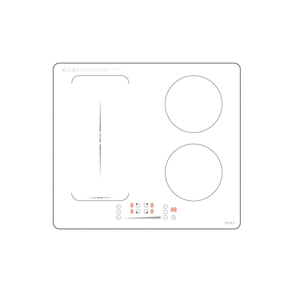 PARRILLA DE INDUCCIÓN COLOR BLANCO 4 QUEMADORES 7,400W - 220V - BOOSTER - ZONA FLEX MODELO:PARIN4-BB
