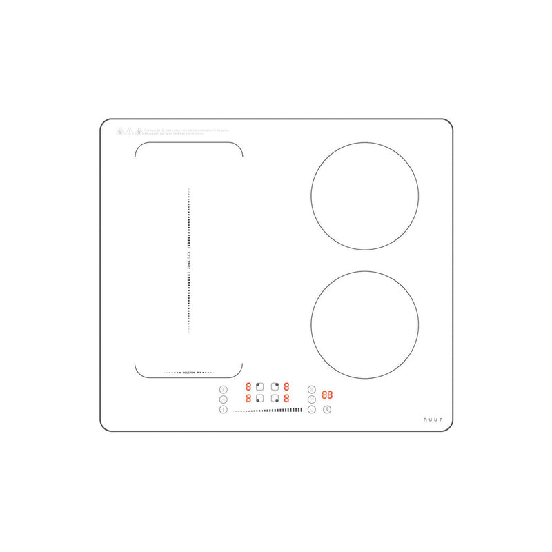PARRILLA DE INDUCCIÓN COLOR BLANCO 4 QUEMADORES 7,400W - 220V - BOOSTER - ZONA FLEX MODELO:PARIN4-BB