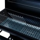 AASADOR DE CARBON TIPO BARRIL CON MESAS DE TRABAJO Y TERMÓMETRO - 45" LARGO NUUR MODELO:ASCARBA45