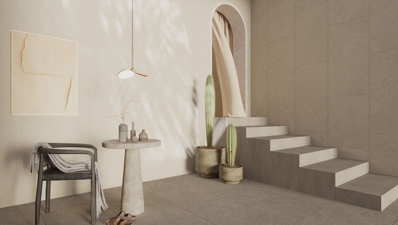 PISO PORCELANICO TECTONIQUE  MARTELINADO CUERPO COLORADO RECTIFICADO 59.3X119 (CAJA 2.12)3PZS