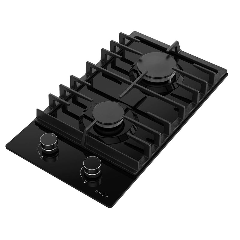 PARRILLA DE GAS DE VIDRIO TEMPLADO EMPOTRABLE 2 QUEMADORES NUUR MODELO:PARGA2VT