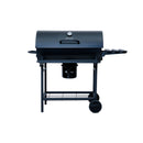 AASADOR DE CARBON TIPO BARRIL CON MESAS DE TRABAJO Y TERMÓMETRO - 45" LARGO NUUR MODELO:ASCARBA45