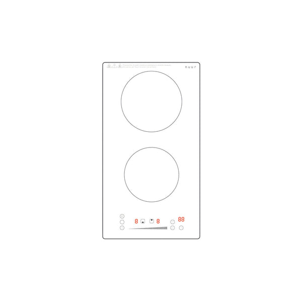 PARRILLA DE INDUCCIÓN VERTICAL COLOR BLANCO 2 QUEMADORES 1,000W C/U MODELO:PARIN2-BB