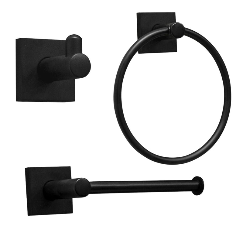 KIT DE ACCESORIOS PARA BAÑO KAPPA 3 PIEZAS NEGRO MATE