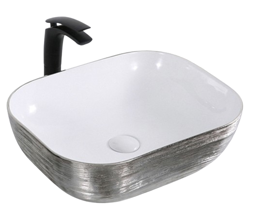 LAVABO CERAMICO DE SOBREPONER MOD. ABEDUL PLATA NATIA