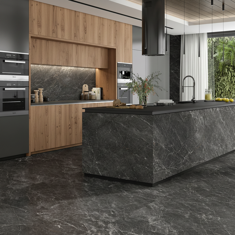 PISO PORCELANICO ETERNAL DARK PULIDO 80X160 (CAJA 2.56) 2PZS