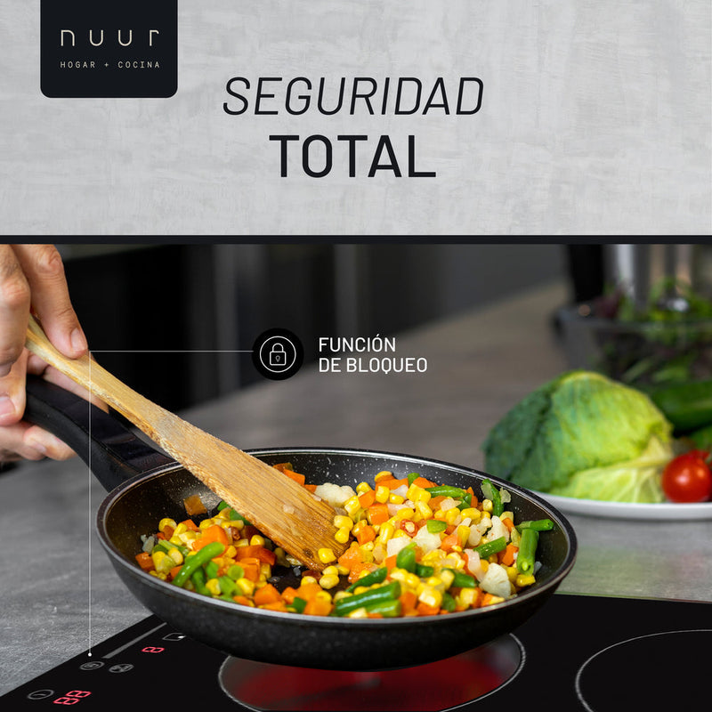 PARRILLA DE INDUCCIÓN 4 QUEMADORES 7,400W-220V-BOOSTER-ZONA FLEX MODELO:PARIN4-B