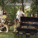 AASADOR DE CARBON TIPO BARRIL CON MESAS DE TRABAJO Y TERMÓMETRO - 45" LARGO NUUR MODELO:ASCARBA45