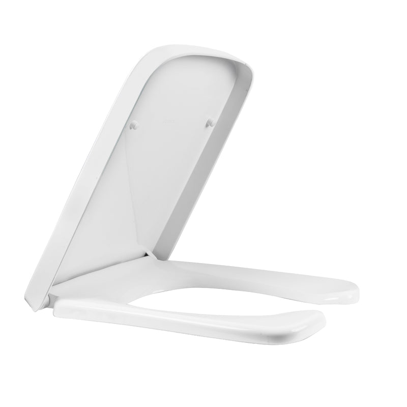 ASIENTO PARA INODORO ELONGADO FRENTE ABIERTO CIERRE LENTO CON ANTIBACTERIAL CON TAPA ENVOLVENTE PARA OP CAPRI PLUS BLANCO AT-7