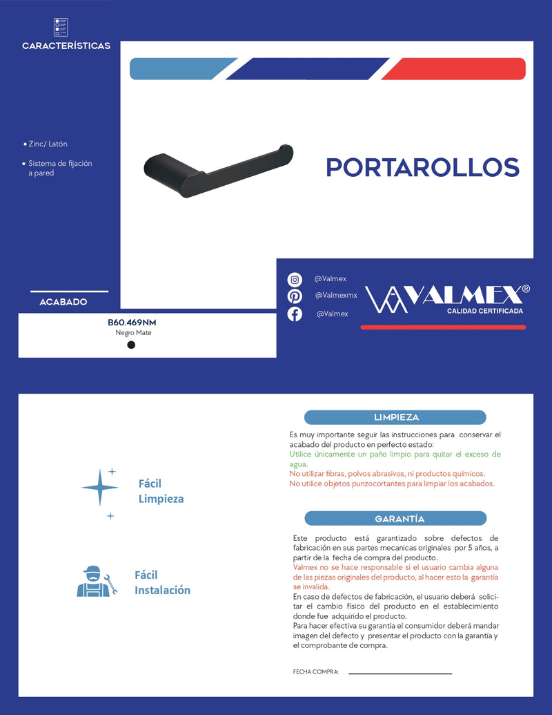 PORTARROLLOS NEGRO MATE B60.469NM