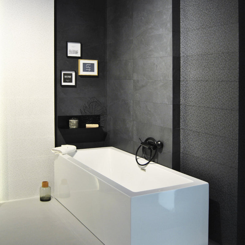 MURO PORCELANICO HANNA MOS NEGRO 25 X 75 (CAJA DE 1.45 M2)