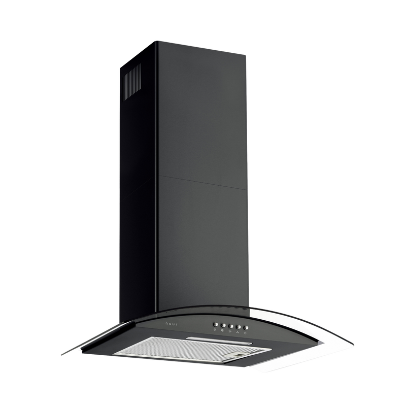 CAMPANA EXTRACTORA A PARED ACERO INOXIDABLE Y CRISTAL TEMPLADO 60 CM COLOR NEGRO MODELO:CAMEXPA60AVN