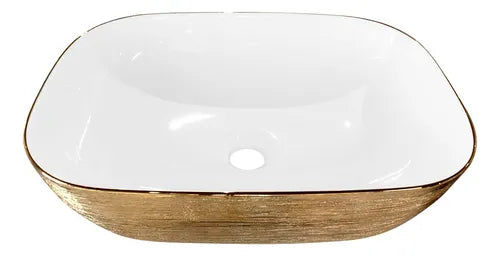 LAVABO CERAMICO DE SOBREPONER MOD. ABEDUL DORADO NATIA