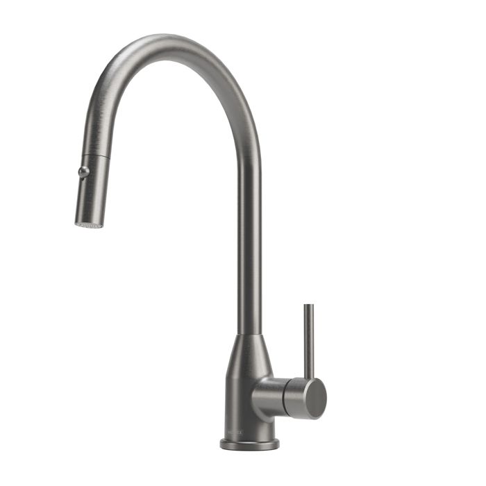 MONOMANDO FREGADERO RETRACTIL 2 CHORROS KAMPA TITANIO E-314-TN