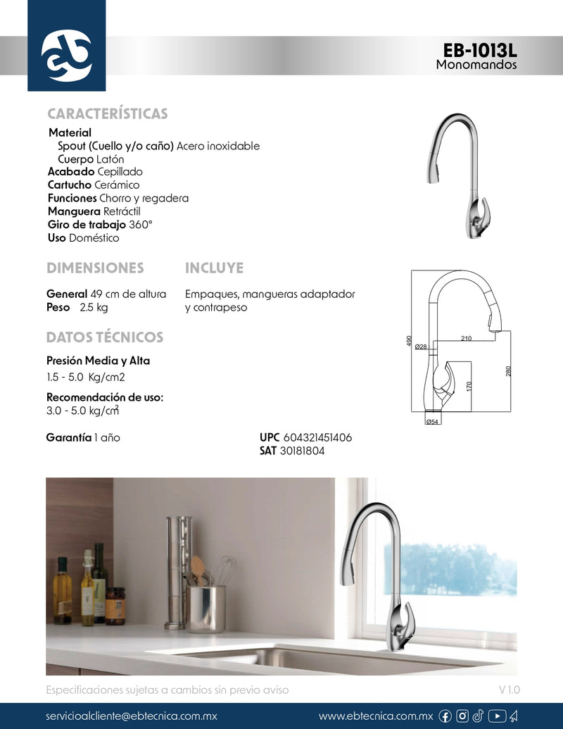 MONOMANDO PARA COCINA EB-1013L