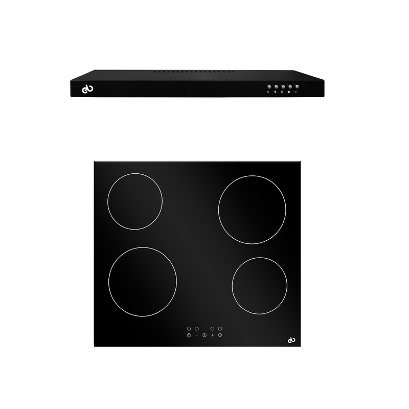 COMBO 60CM PARRILLA Y CAMPANA DE PARED NEGRA EB-3460CO