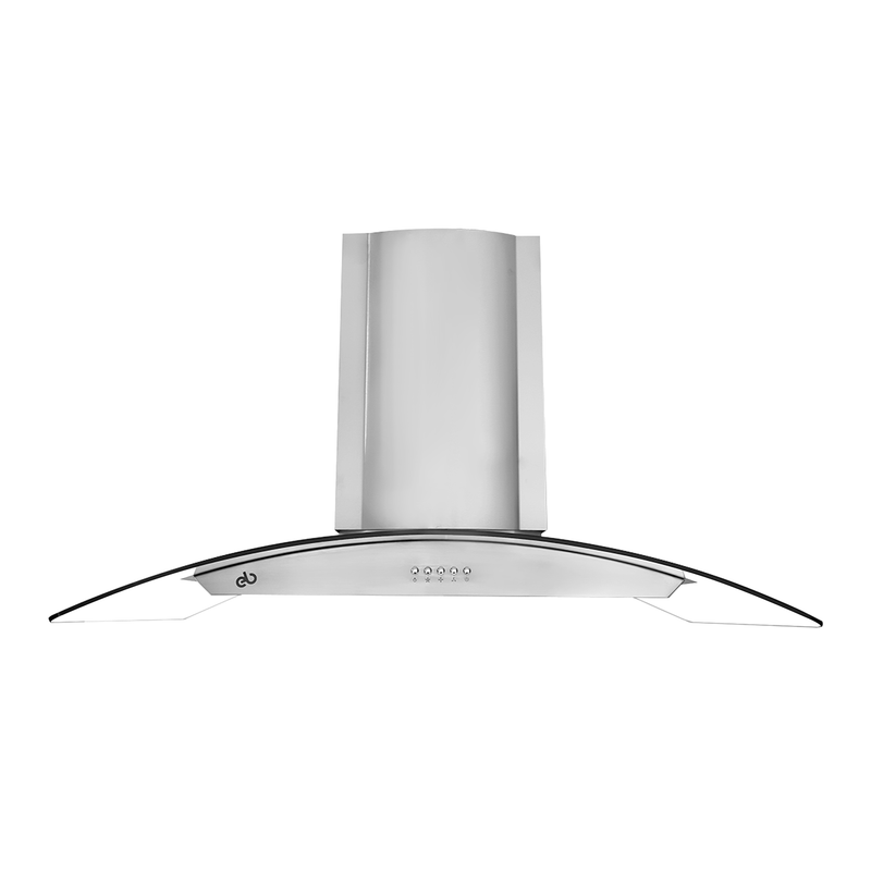 CAMPANA DE PARED 90 CM EN CRISTAL CURVO EB-388C
