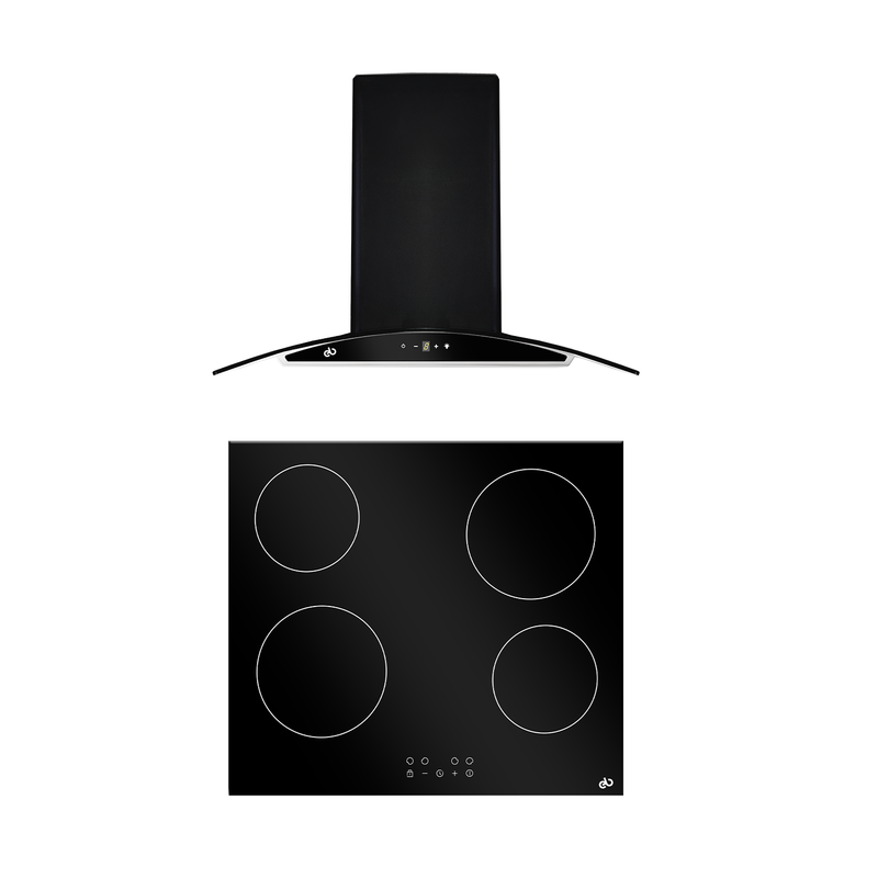 COMBO 60CM PARRILLA Y CAMPANA DE PARED NEGRA EB-4661CO