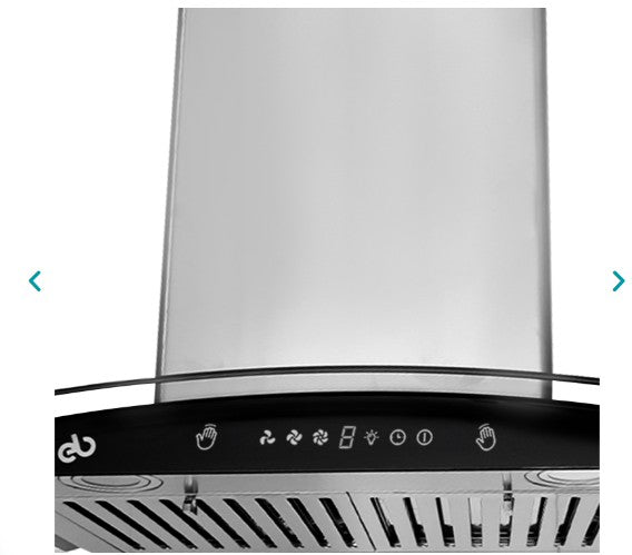 CAMPANA DE PARED 90 CM EN CRISTAL CURVO EB-392A