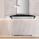 CAMPANA DE PARED 90 CM EN CRISTAL CURVO EB-392A