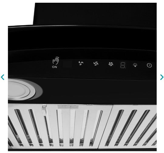 CAMPANA DE PARED 90 CM EN CRISTAL CURVO EB-393