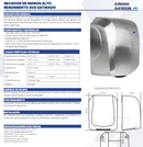 SECADOR DE MANOS ALTO RENDIMIENTO AVE SATINADO AA18526