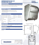 DISPENSADOR DE TOALLA DE PAPEL PRE-CORTE ACERO INOXIDABLE AG59000