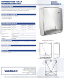 DISPENSADOR DE TOALLA INTERDOBLADA FUTURA ACERO INOXIDABLE AH25000