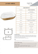 LAVABO CERAMICO DE SOBREPONER MOD. ABEDUL DORADO NATIA