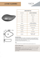 LAVABO CERAMICO DE SOBREPONER MOD. ALMENDRO GRIS NATIA