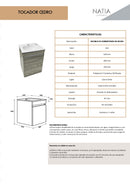 TOCADOR CON LAVABO SIN REBOSADERO MOD. CEDRO GRIS NATIA