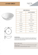 LAVABO CERAMICO DE SOBREPONER CEREZO BLANCO BRILLANTE NATIA