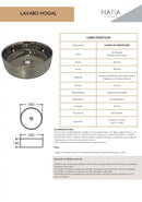 LAVABO CERAMICO DE SOBREPONER MOD.NOGAL PLATEADO NATIA