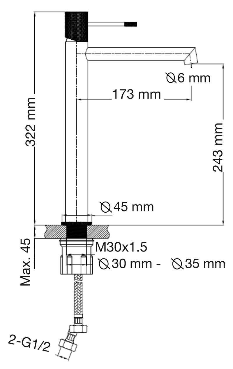 MONOMANDO LAVABO ALTO MONET 76.0102N