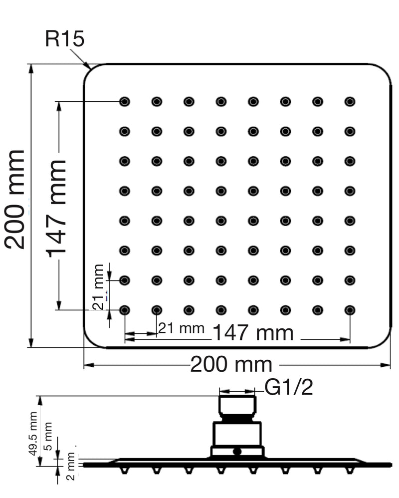 REGADERA CUADRADA ODESSA NEGRA 8640N