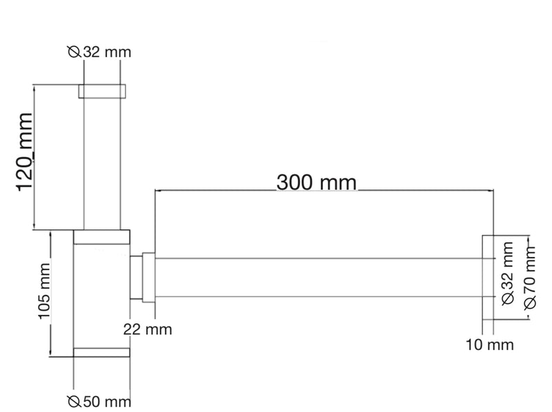 CESPOL SIFON RECTO NEGRO MATE 90.0093N