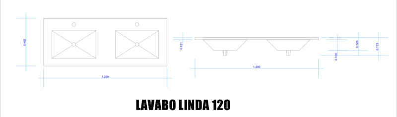 LAVABO DE CERAMICA LINDA 120 DOBLE