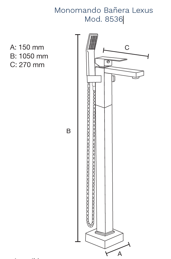 LLAVE A PISO BAÑERA LEXUS 8536
