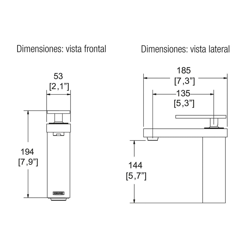 MONOMANDO CORTO PARA LAVABO MAXIMA EP-932-EB