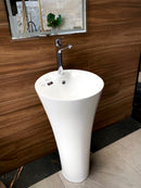 LAVABO PEDESTAL A PISO CON REBOSADERO MOD. SAUCE BLANCO NATIA