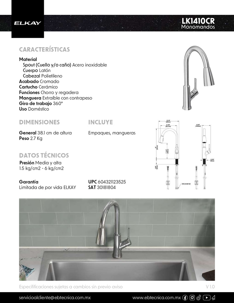 MONOMANDO PARA COCINA LK1410CR