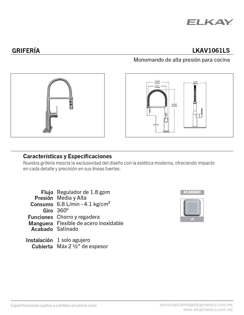 MONOMANDO PARA COCINA LKAV1061LS