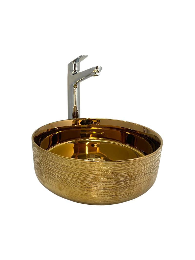 LAVABO CERAMICO DE SOBREPONER MOD.NOGAL ORO ROSADO NATIA