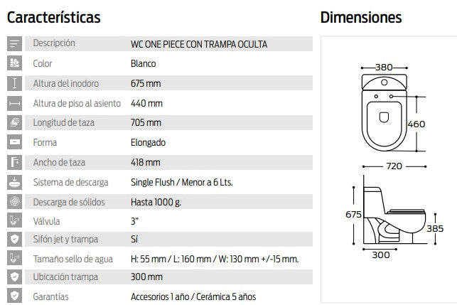 INODORO NATIA MOD.OLIVO DUAL FLUSH BLANCO (DESCARGA 3 Y 5L)