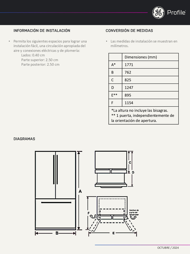 REFRIGERADOR GE PROFILE MABE PDF21EYRCFS