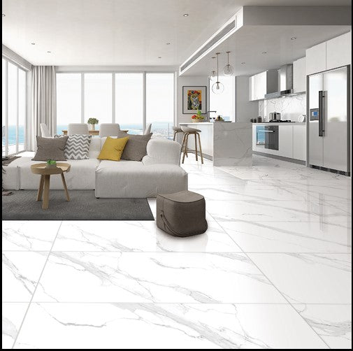 PISO PORCELANICO CARRARA POLARIS 7MM BLANCO PULIDO  60X120 (CAJA 2.16 M2)