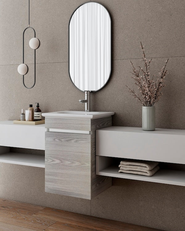 TOCADOR CON LAVABO SIN REBOSADERO NATIA MOD.CEDRO GRIS